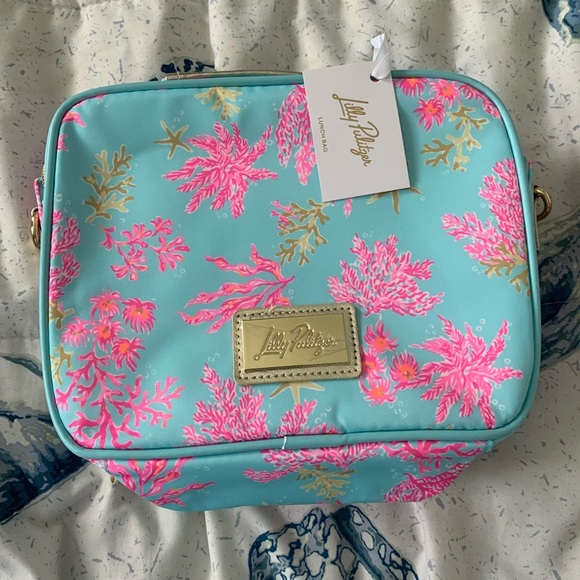 NWT Lilly Pulitzer Turquoise and Pink Insulated lunch bag - Picture 2 of 5